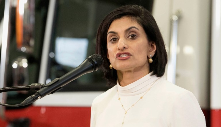 Centers for Medicare & Medicaid Services (CMS) Administrator Seema Verma speak during a news conference.