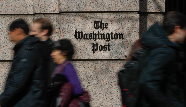 The One Franklin Square Building, home of the Washington Post newspaper, is seen in Washington.