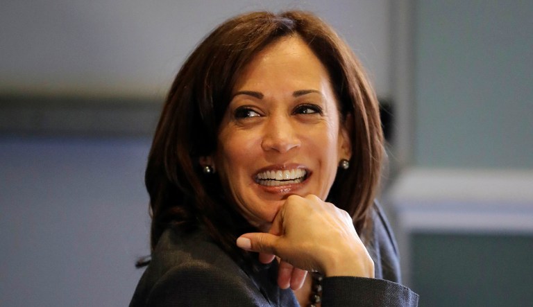 Democratic presidential candidate Sen. Kamala Harris, D-Calif., appears at an event.
