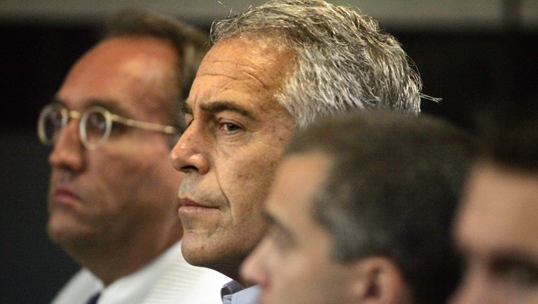 Jeffrey Epstein is shown in custody in West Palm Beach, Fla.