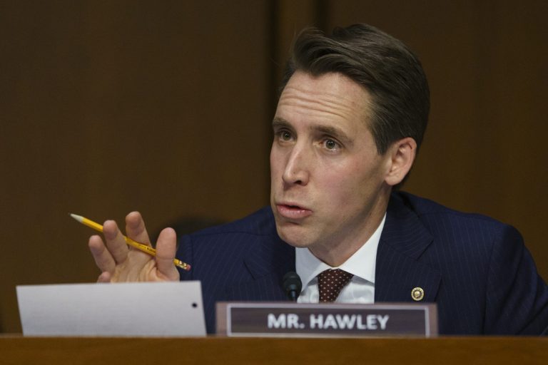 Senate Judiciary Committee committee member Sen. Josh Hawley, R-Mo., questions Attorney General nominee William Barr during a Senate Judiciary Committee on Capitol Hill in Washington. 