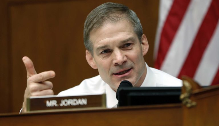 Rep. Jim Jordan (R-OH) asks questions to Michael Cohen, President Donald Trump's former personal lawyer, during a hearing of the House Oversight and Reform Committee on Capitol Hill in Washington, Wednesday, Feb. 27, 2019. 