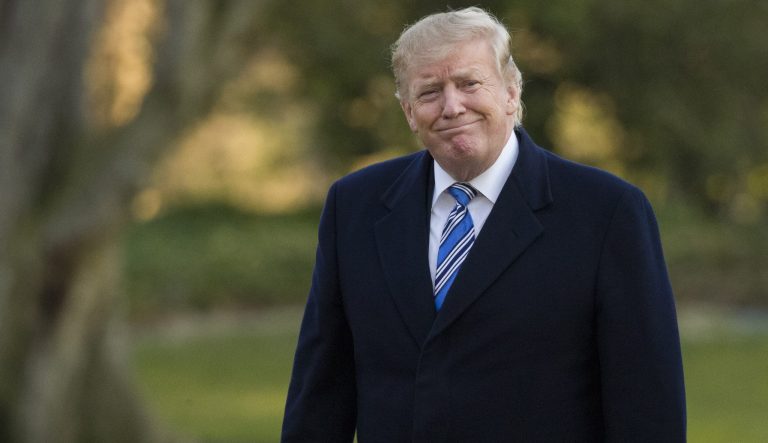 President Donald Trump smiles as he walks on the South Lawn after stepping off Marine One at the White House, Sunday, March 10, 2019, in Washington. Trump is returning from a trip to Mar-a-Lago, in Palm Beach, Fla. 