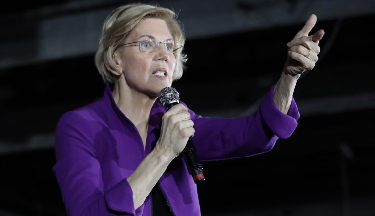 In this March 8, 2019, photo, Democratic presidential candidate Sen. Elizabeth Warren, D-Mass., speaks in the Queens borough of New York. 