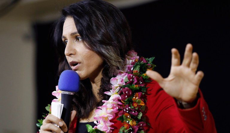 Presidential hopeful U.S. Rep. Tulsi Gabbard, D-Hawaii, speaks at an event Monday, March 18, 2019, in Las Vegas.