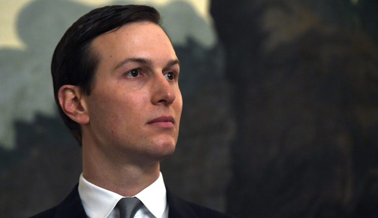 White House adviser Jared Kushner listens during a proclamation signing with President Donald Trump and Israeli Prime Minister Benjamin Netanyahu in the Diplomatic Reception Room at the White House in Washington, Monday, March 25, 2019. 