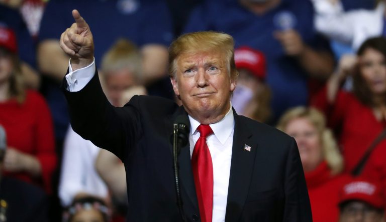 President Trump speaks during a rally in Grand Rapids, Mich., Thursday, March 28, 2019.
