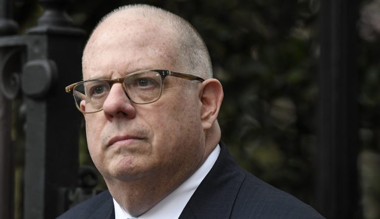 Maryland Gov. Larry Hogan speaks at a news conference in Annapolis, Md., Monday, April 8, 2019, the final day of the state's 2019 legislative session. 