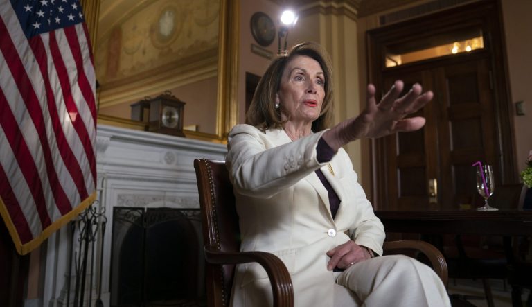 Speaker of the House Nancy Pelosi, D-Calif., speaks during an interview.