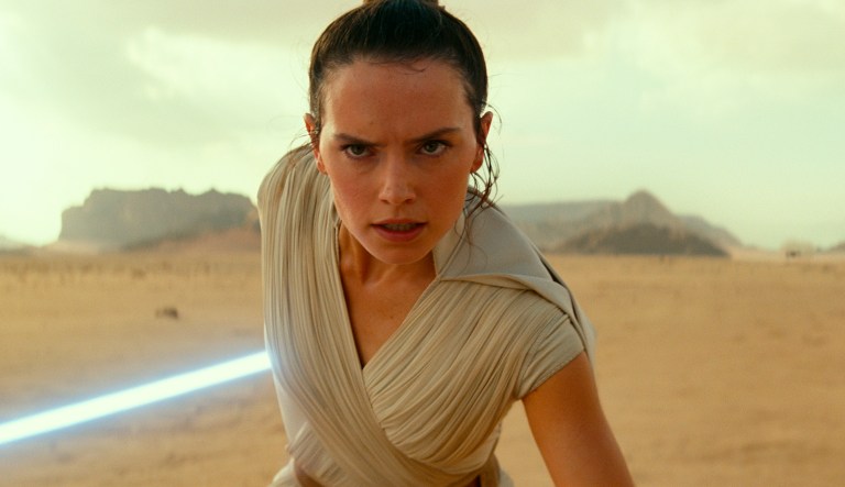 This image released by Lucasfilm Ltd. shows Daisy Ridley as Rey in a scene from "Star Wars: Episode IX." 