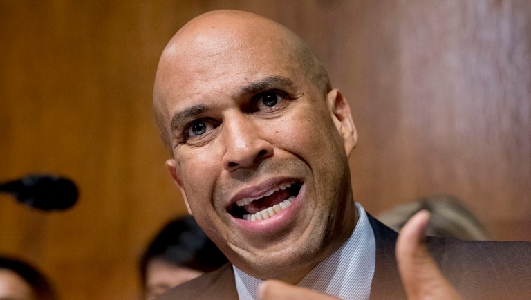 Democratic presidential candidate Sen. Cory Booker, D-N.J., speaks.