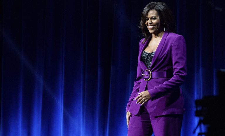Former First Lady Michelle Obama attends An Intimate Conversation about her book 'Becoming: with Michelle Obama', featuring moderator Gayle King at State Farm Arena on May 11, 2019, in Atlanta. 