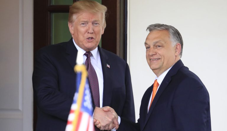 President Donald Trump welcomes Hungarian Prime Minister Viktor Orban to the White House in Washington, Monday, May 13, 2019. 
