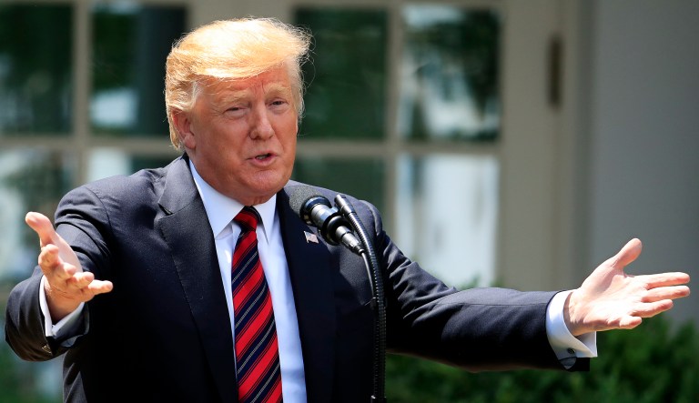 President Trump speaks about modernizing the immigration system in the Rose Garden of the White House, Thursday, May 16, 2019, in Washington.