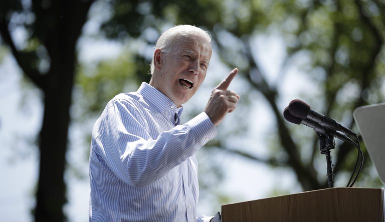 Democratic presidential candidate, former Vice President Joe Biden speaks during a campaign rally at Eakins Oval in Philadelphia, Saturday, May 18, 2019.