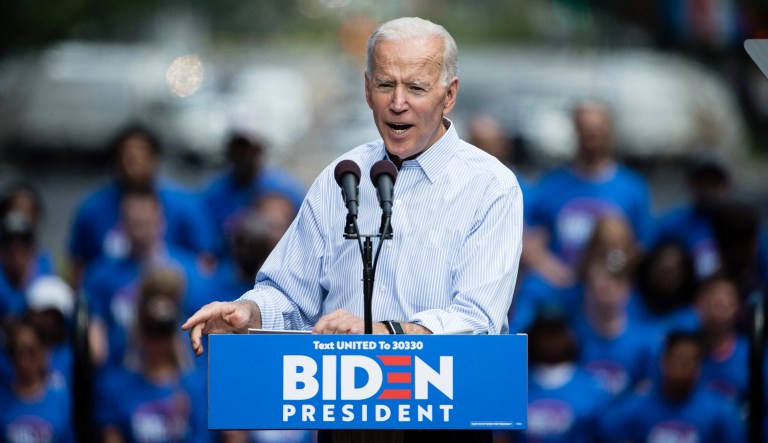 Democratic presidential candidate former Vice President Joe Biden during a campaign rally at Eakins Oval in Philadelphia, Saturday, May 18, 2019. 