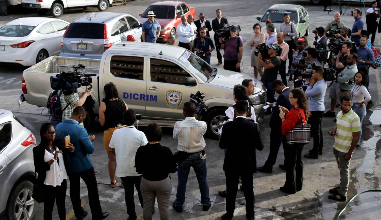 Journalists surround the police vehicle carrying Eddy Vladimir FÃ©liz Garcia as he is taken to court in Santo Domingo, Dominican Republic. FÃ©liz Garcia was taken into custody Tuesday in connection with the shooting of former Boston Red Sox slugger David Ortiz.