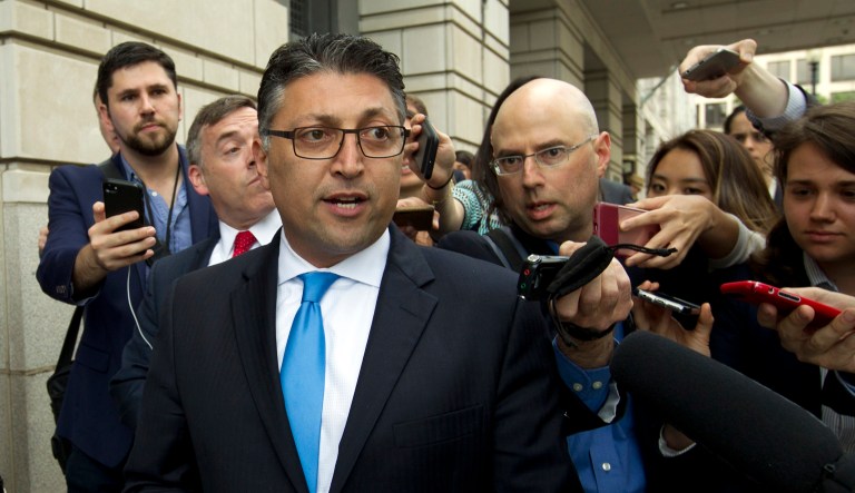Assistant Attorney General for Antitrust Makan Delrahim leaves the federal courthouse in Washington.