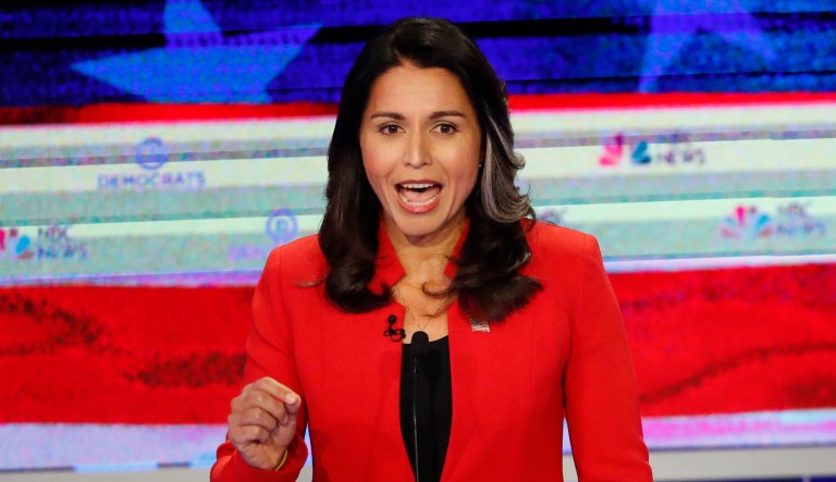 Democratic presidential candidate Rep. Tulsi Gabbard speaks.