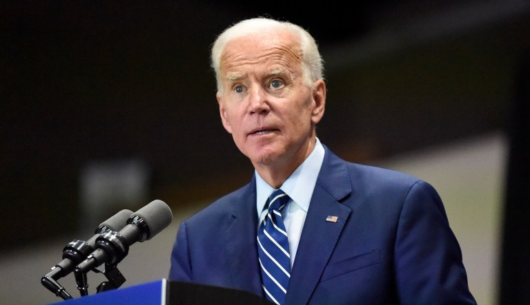 Democratic presidential candidate and former Vice President Joe Biden speaks at a campaign event.