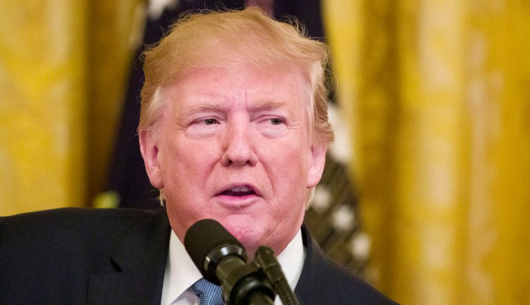 President Trump speaks during an event.