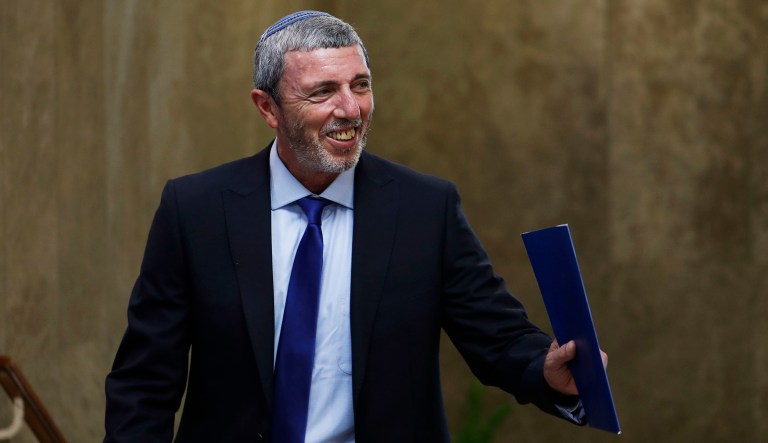 Israel's Education Minister Rafi Peretz arrives to attend the weekly Cabinet meeting in Jerusalem.