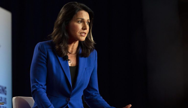 Rep. Tulsi Gabbard, D-Hawaii, speaks at the AARP Presidential Candidates Forum at the Hotel at Kirkwood Center in Cedar Rapids, Iowa, on Wednesday, July 17, 2019. 