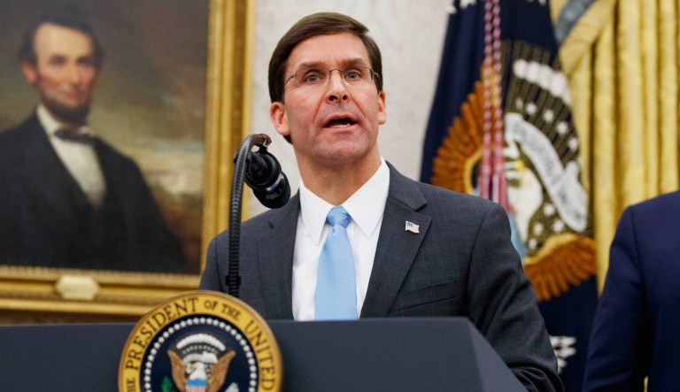 Defense Secretary Mark Esper is seen.