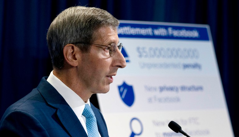 Federal Trade Commission FTC Chairman Joe Simons speaks.