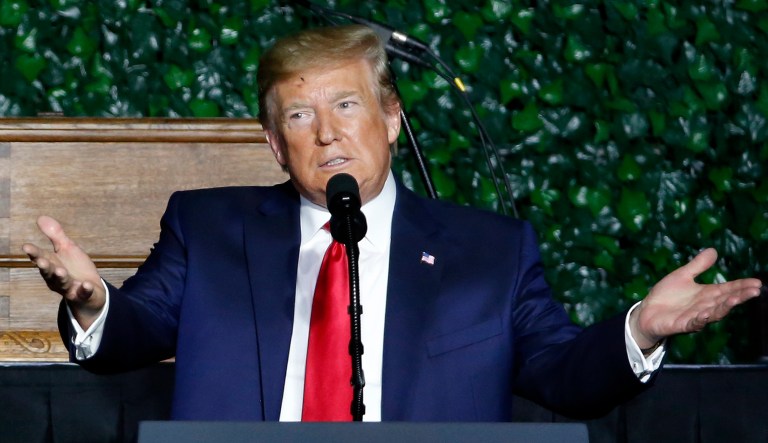 President Trump speaks at an event.