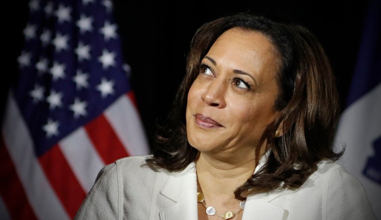Democratic presidential candidate Sen. Kamala Harris attends a campaign event.