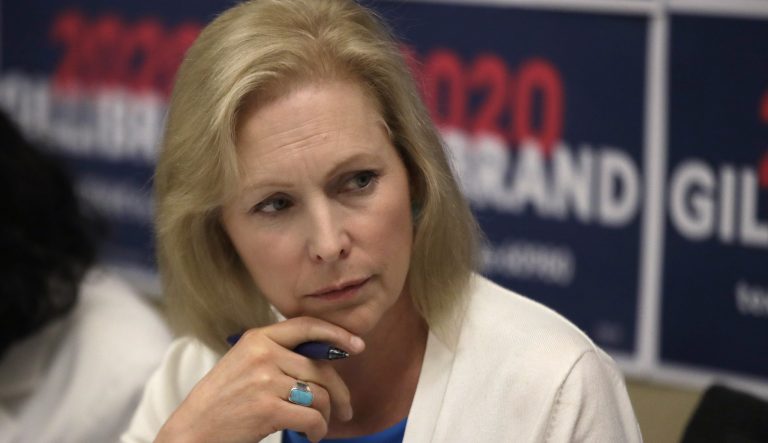 Democratic presidential candidate Sen. Kirsten Gillibrand, D-N.Y., listens during a mental health roundtable discussion, Tuesday, Aug. 20, 2019, in Manchester, N.H. 