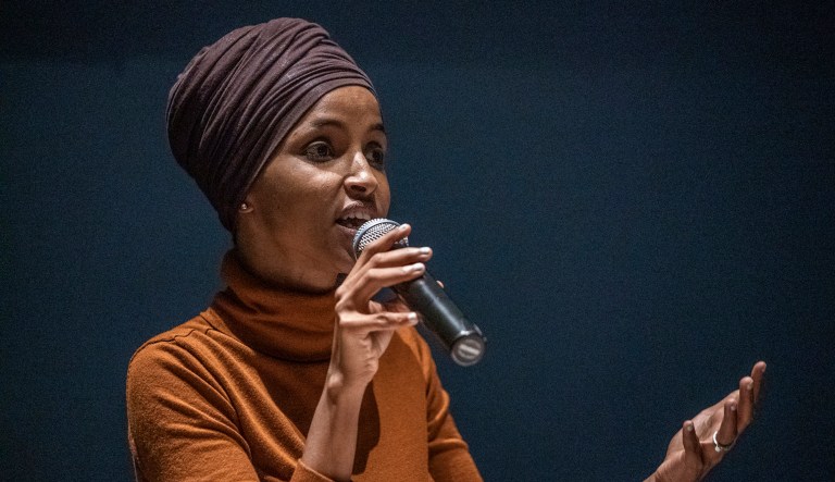 Rep. Ilhan Omar speaks.