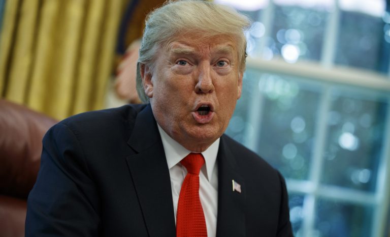 President Donald Trump talks with reporters in the Oval Office of the White House, Wednesday, Sept. 4, 2019, in Washington. 