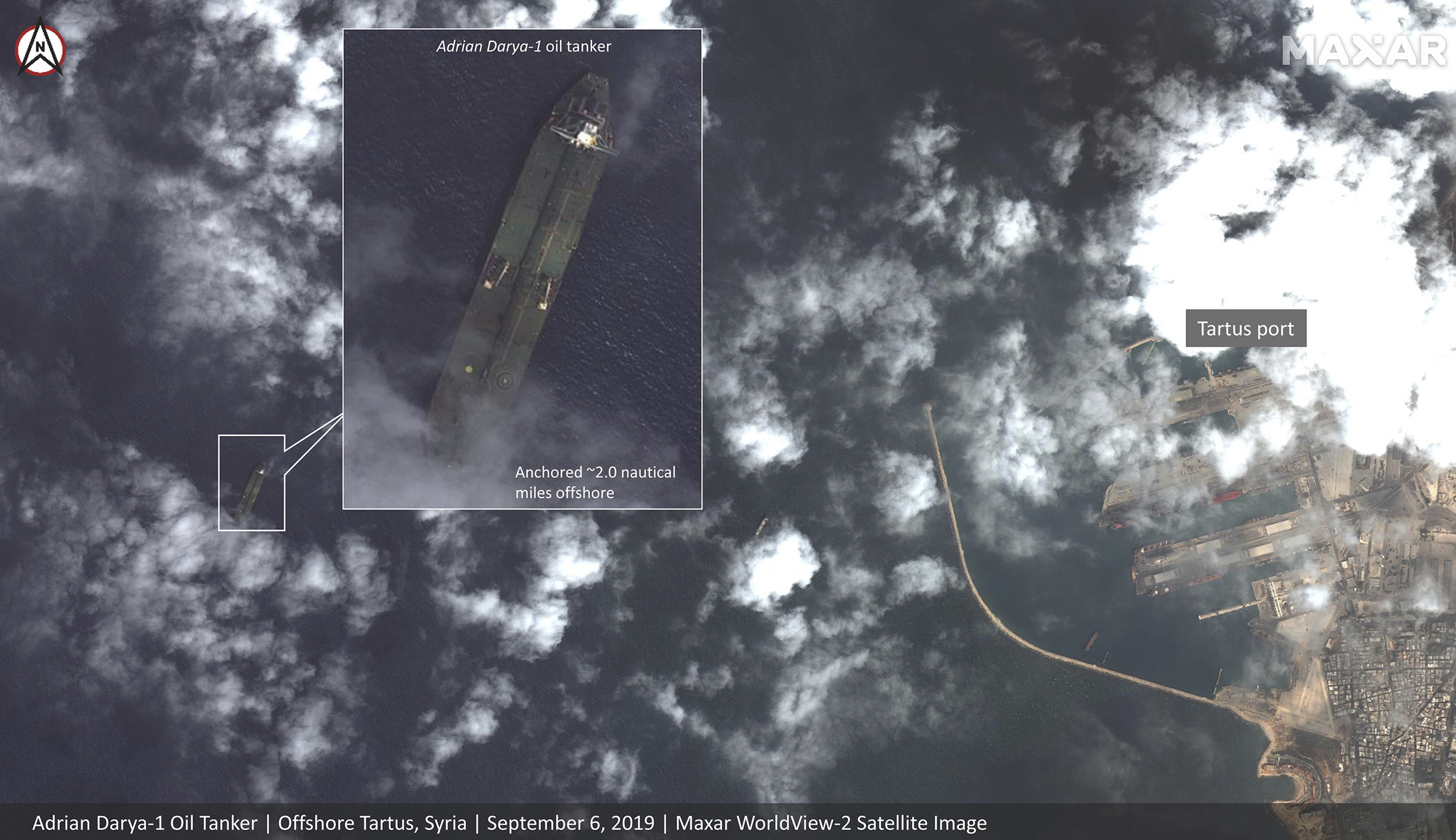Satellite images appear to show Iranian oil tanker off Syrian coast