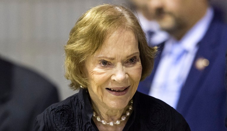 Former first lady Rosalynn Carter arrives at an event.