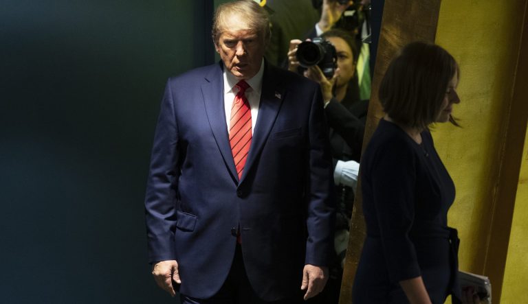 U.S. President Donald Trump arrives to address the 74th session of the United Nations General Assembly at U.N. headquarters Tuesday, Sept. 24, 2019. 