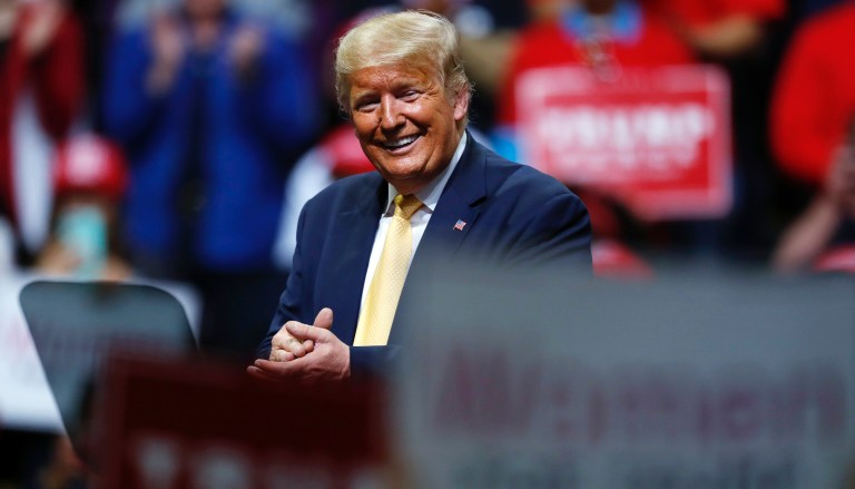 President Donald Trump speaks at a campaign rally Thursday, Feb. 20, 2020, in Colorado Springs, Colo. 