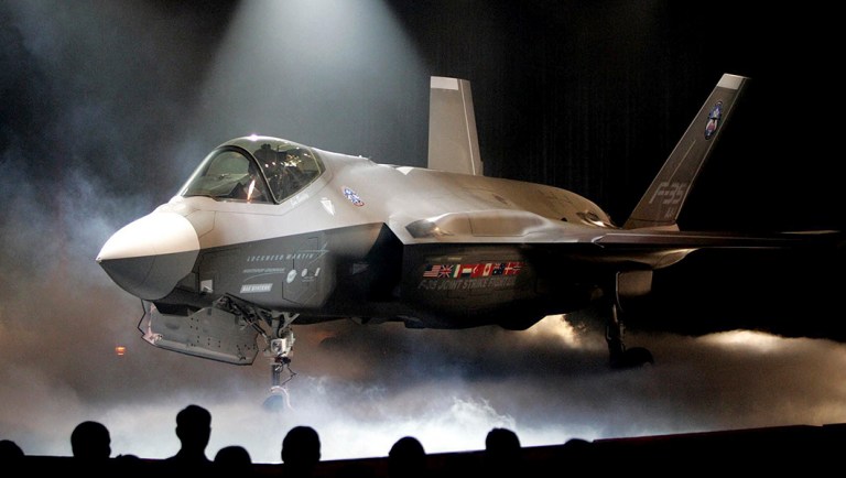 The Lockheed Martin F-35 Joint Strike Fighter.