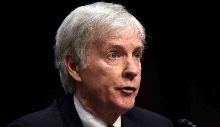 Former U.S. Ambassador to Afghanistan Ryan Crocker testifies on Capitol Hill back in 2015.