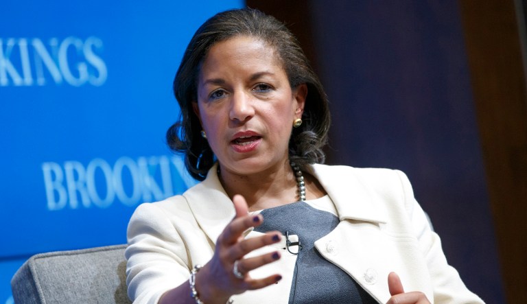 National security adviser Susan Rice speaks at the Brookings Institution in Washington, D.C.