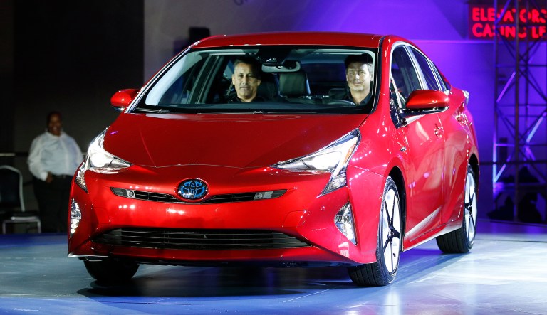 A Toyota Prius is shown at an event Tuesday in Las Vegas.