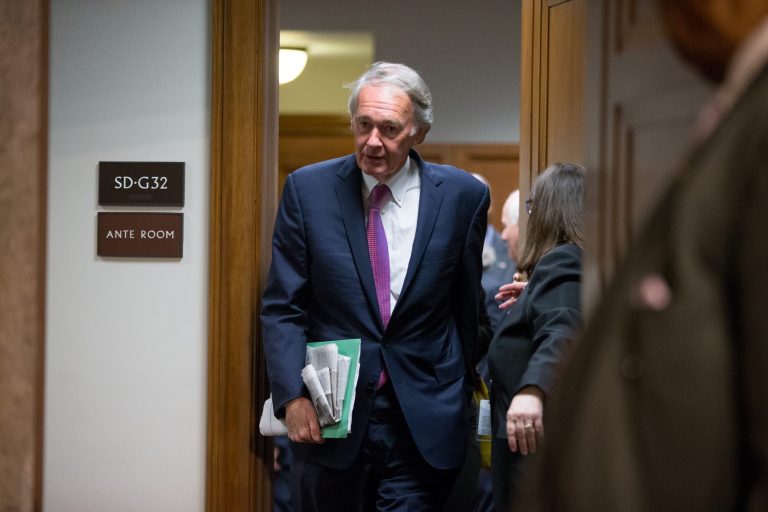 Sen. Ed Markey, D-Mass., leaves a room on Capitol Hill in Washington, D.C.