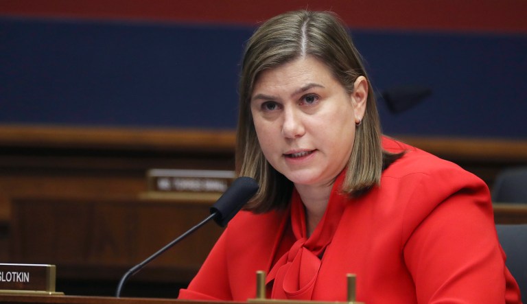 WASHINGTON, D.C. â SEPTEMBER 17: House Homeland Security Committee member Rep. Elissa Slotkin (D-MI) questions witnesses during a hearing on 'worldwide threats to the homeland' in the Rayburn House Office Building on Capitol Hill September 17, 2020, in Washington, D.C. (Photo by Chip Somodevilla/Getty Images)