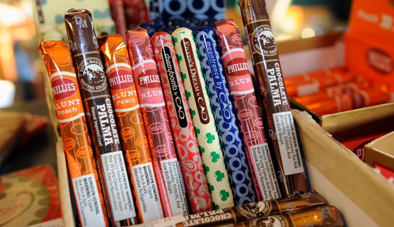 Display of candy flavored cigars at a custom tobacco shop in Albany, N.Y., Friday, May 31, 2013.