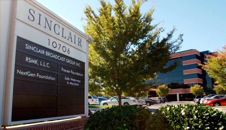 Sinclair Broadcast Group, Inc.'s headquarters stands in Hunt Valley, Md. President Trump is jumping to the defense of the Sinclair Broadcast Group, which is under fire following the rapid spread of a video showing anchors at its stations across the country reading a script criticizing "fake" news stories.