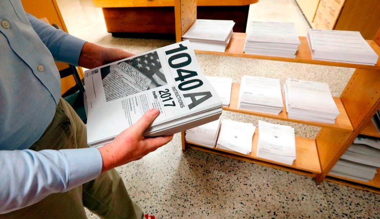The tax deadline does typically fall on April 15 but thatâs a Sunday this year and Monday is Emancipation Day, a Washington D.C. holiday. That means that taxpayers nationwide get a little breathing room and have until Tuesday, April 17, to get the job done. 