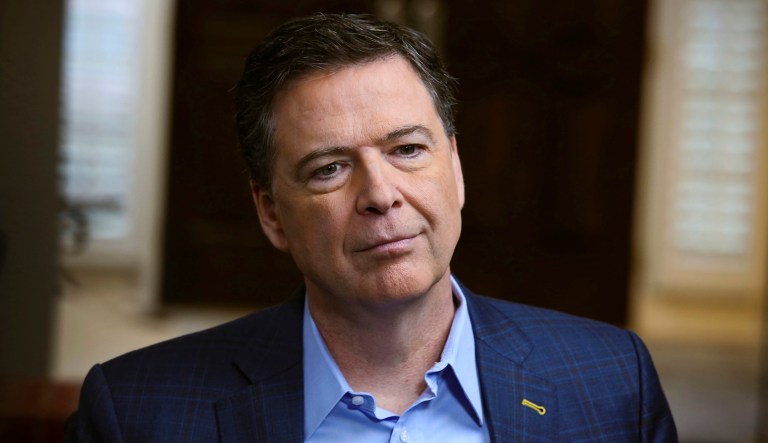 Former FBI director James Comey appears at an interview with George Stephanopoulos. Comey's book, "A Higher Loyalty: Truth, Lies, and Leadership," will be released on Tuesday. 