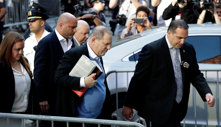 Harvey Weinstein arrives at the first precinct while turning himself to authorities following allegations of sexual misconduct, Friday in New York.  