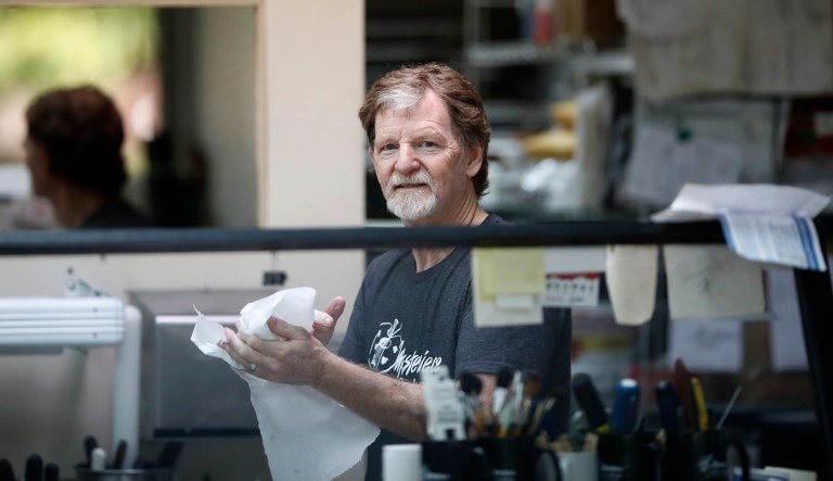 Baker Jack Phillips, owner of Masterpiece Cakeshop, manages his shop in Lakewood, Colo., after the U.S. Supreme Court ruled that he could refuse to make a wedding cake for a same-sex couple because his religious beliefs did not violate Colorado's anti-discrimination law. 